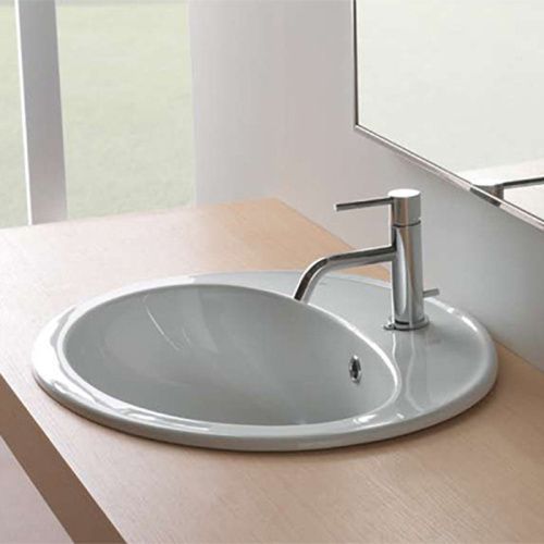 Раковина керамическая Globo Lavabi d'arredamento VA017.BI*1 60 см встраиваемая цвет белый 1 отверстие под смеситель