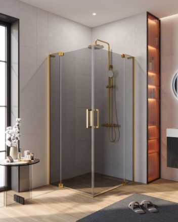 Душевой уголок Cezares SLIDER SLIDER-AH-2-90/100-100/110-GRIGIO-BORO 100х90 стекло тонированное профиль золото без поддона