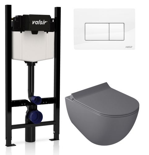 Комплект унитаз с инсталляцией и клавишей смыва Valsir KIT VSWG 7317GM Slim P1