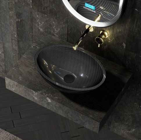 Раковина карбоновая Abber KARBON AK2042 50х40 накладная цвет черный без отверстий под смеситель