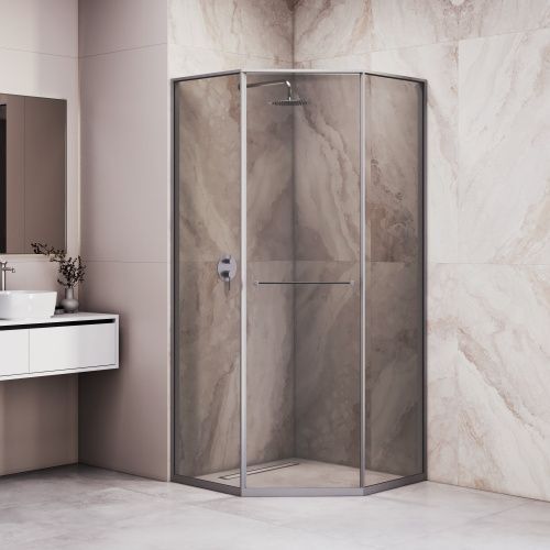 Душевой уголок RGW 33328200-310L 100х100 стекло тонированное профиль сатин без поддона