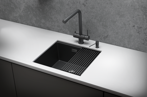 Кухонная мойка Granula Kitchen Space 5045U, ЧЕРНЫЙ МАТОВЫЙ 50х45 цвет черный поверхность матовая