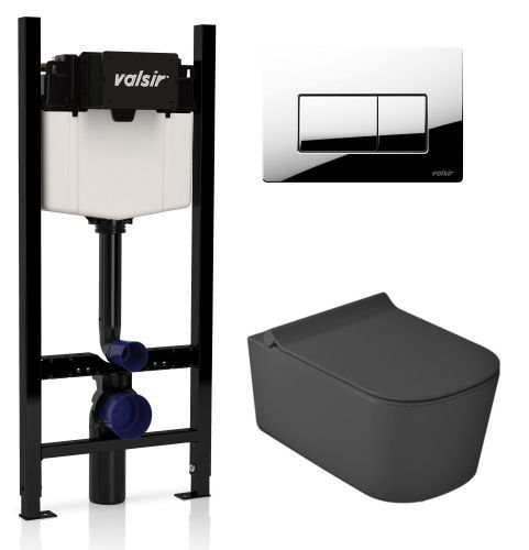 Комплект унитаз с инсталляцией и клавишей смыва Valsir KIT VSCR 5486NEMT Slim P1