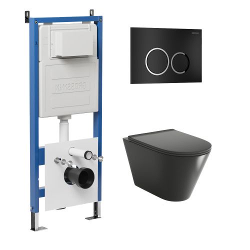 Инсталляция + кнопка смыва + унитаз Grossman Galaxy 97.4477BMSQ.01.210