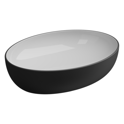 Раковина керамическая GSG Ceramic Design Easy EALAVOV55BI000/003 60х40 накладная цвет белый/черный без отверстий под смеситель