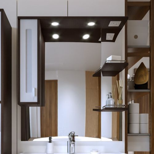 Зеркало-шкаф Бриклаер Бали 4627125411854 90х100 подвесной цвет белый/коричневый