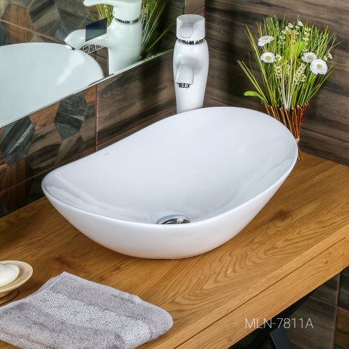 Раковина из сантехнического фарфора Melana 320354-805 60х40 накладная цвет белый без отверстий под смеситель