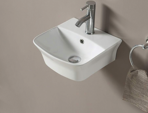 Раковина из сантехнического фаянса CeramaLux 78369C 50х40 подвесная цвет белый 1 отверстие под смеситель