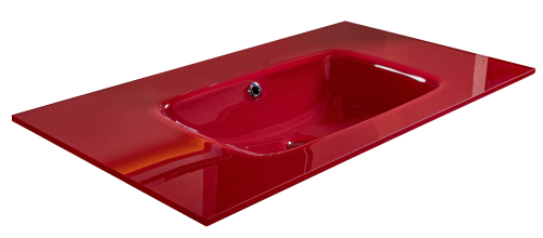 Раковина стеклянная Armadi Art Monaco 852-100-BR 80х50 полувстраиваемая цвет красный 1 отверстие под смеситель