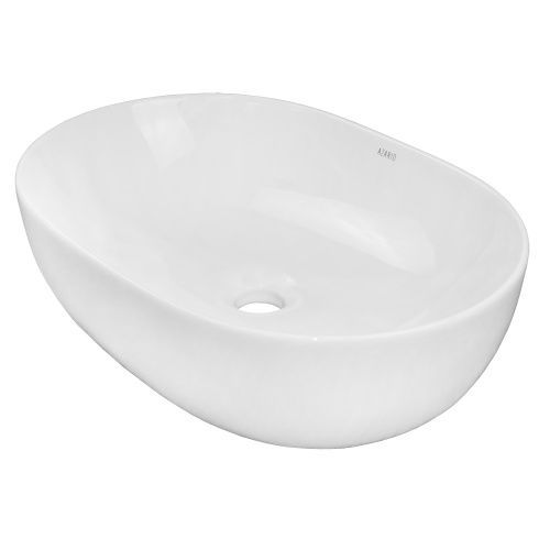 Раковина из сантехнического фаянса Azario AZ-2191 50 см накладная цвет белый без отверстий под смеситель