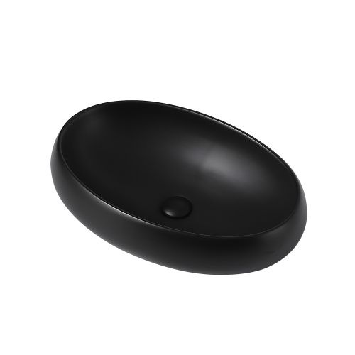 Раковина керамическая Abber BEQUEM AC2102MB 60х40 накладная цвет черный без отверстий под смеситель