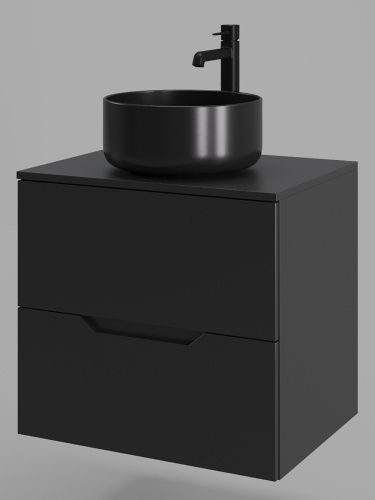 Тумба с раковиной Orange Line Li-60TubMDF+B07-345B 60х50 подвесная цвет черный