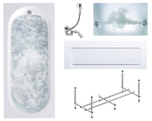 Ванна акриловая гидромассажная Timo ROHA ROHA1770-KT17-SPV1505-T-CM-FP17S 170х70 пристенная прямоугольная с каркасом