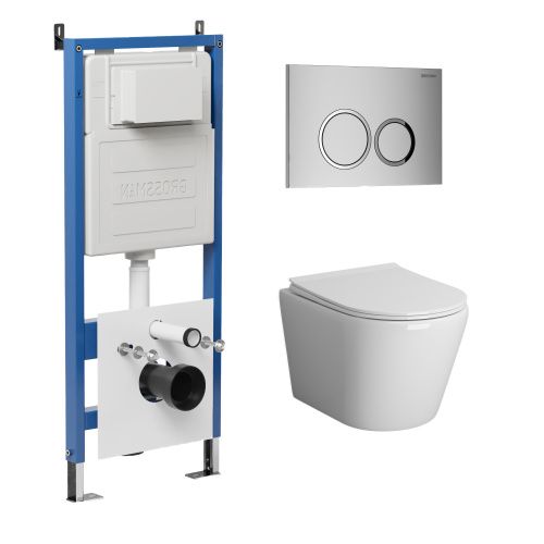 Инсталляция + кнопка смыва + унитаз Grossman Galaxy 97.4478BMS.01.110