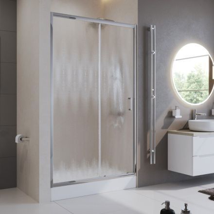 Душевая дверь BelBagno UNO-195 UNO-195-B-BF-1-140-CH-CR стекло шиншилла профиль хром