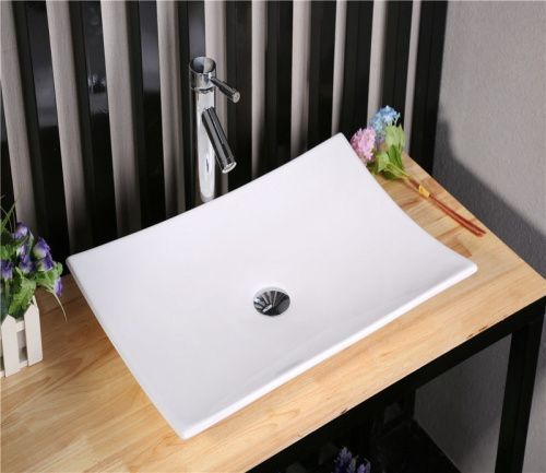 Раковина из сантехнического фаянса CeramaLux 78123A 60х40 накладная цвет белый без отверстий под смеситель