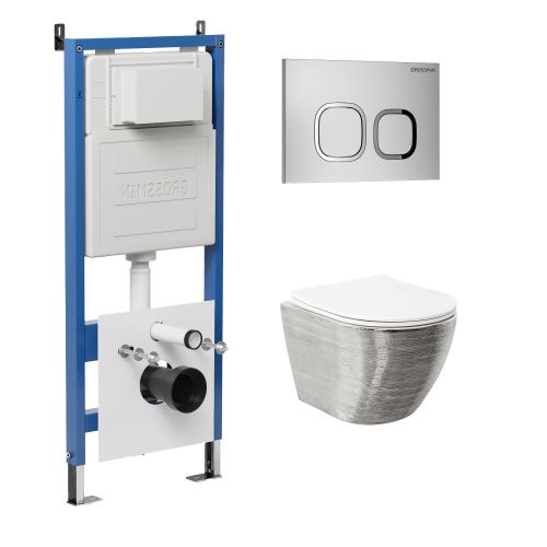 Инсталляция + кнопка смыва + унитаз Grossman Cosmo 97.4455SWS.02.110