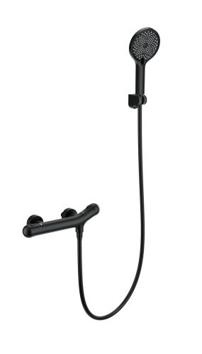 Смеситель для душа Wonzon & Woghand WW-B2057-A-MB настенный черный с термостатом