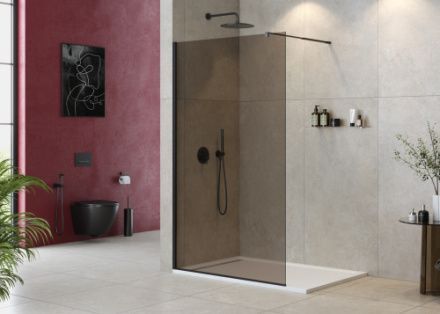 Душевая перегородка Cezares LIBERTA LIBERTA-L-1-120-BR-NERO 120х195 стекло тонированное профиль черный