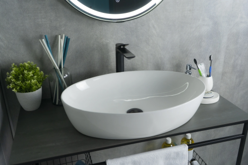 Раковина керамическая Gid Lago 51148 60х40 накладная цвет белый без отверстий под смеситель