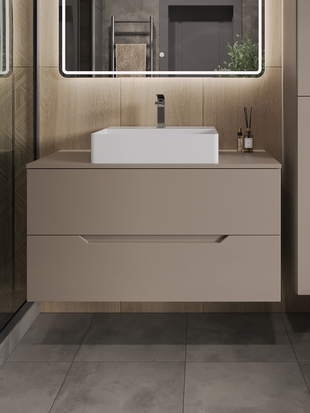 Тумба с раковиной Orange Line Li-100TuLMDF+B04-500W 100х50 - фото 3