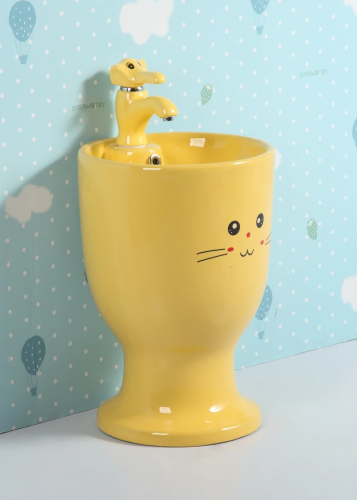 Раковина керамическая Gid Aventura 69912 40х40 напольная цвет желтый 1 отверстие под смеситель