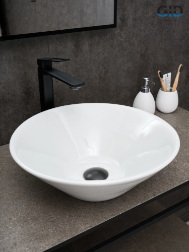 Раковина керамическая Gid Esfera 51210 40х40 накладная цвет белый без отверстий под смеситель