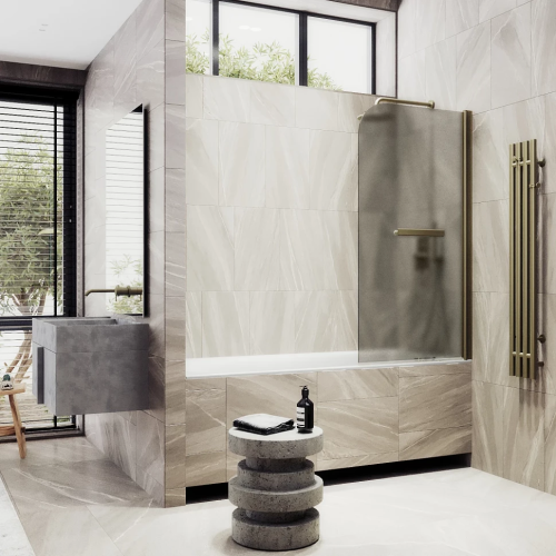 Душевая шторка на ванну Maybah Glass MGV-790-2 80х140 стекло тонированное профиль бронза ориентация универсальная