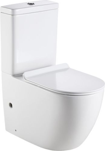 Чаша унитаза напольная Logan 00261949 цвет белый с сиденьем микролифт без бачка безободковая каскадный смыв