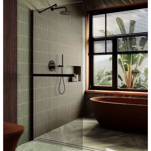 Душевая перегородка Maybah Glass MGD-709-6ш 110х195 стекло тонированное профиль черный