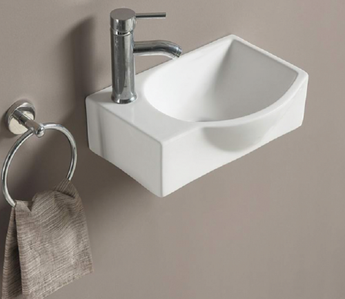 Раковина из сантехнического фаянса CeramaLux 78404R 40х30 подвесная цвет белый 1 отверстие под смеситель