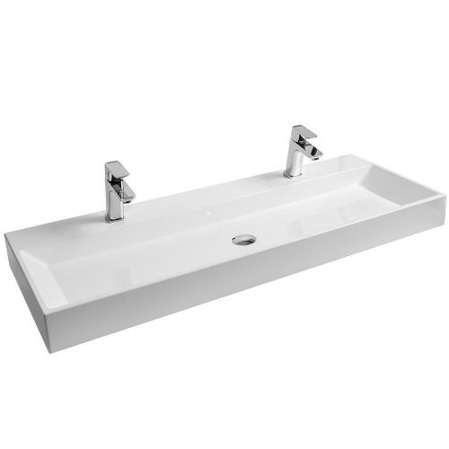 Раковина керамическая Ravak NATURAL XJO01212000 120х50 подвесная цвет белый 2 отверстия под смеситель