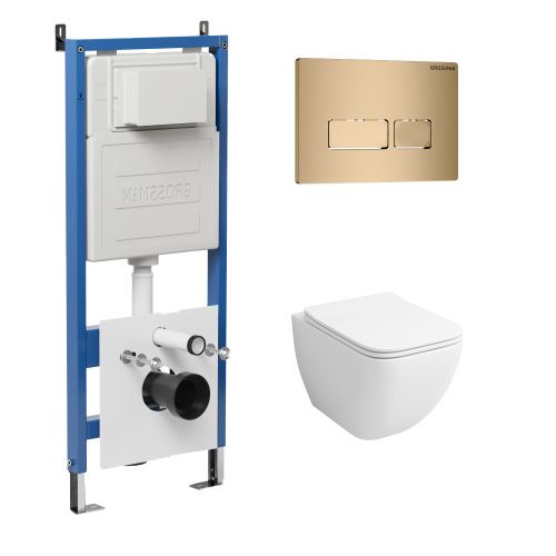 Инсталляция + кнопка смыва + унитаз Grossman Pragma 97.4447S.03.310