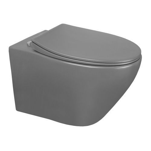 Унитаз подвесной Azario Keras AZ-99046G серый с сиденьем микролифт безободковый каскадный смыв