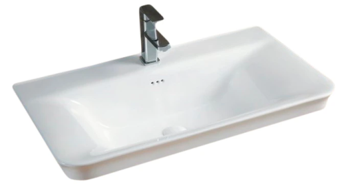 Раковина керамическая Gid Integrado 71147 80х50 встраиваемая цвет белый 1 отверстие под смеситель