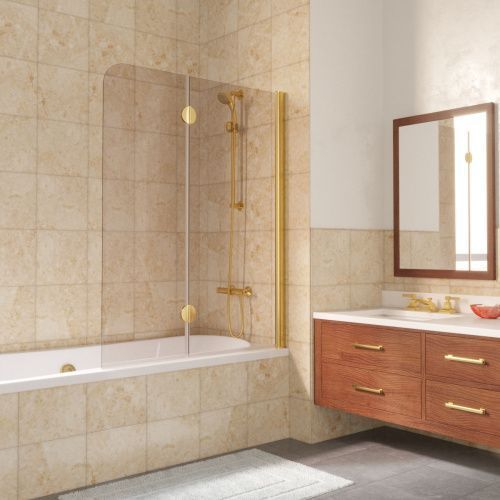 Душевая шторка на ванну Vegas-Glass E2V LUX E2V LUX 120 09 05 R 120х150 стекло тонированное профиль золото ориентация правая
