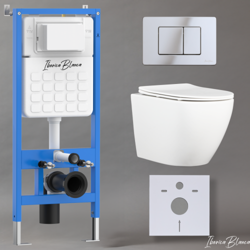 Комплект унитаз с инталляцией и клавишей смыва Iberica Blanca BILBAO ALTO IB001.BLA.231.1131