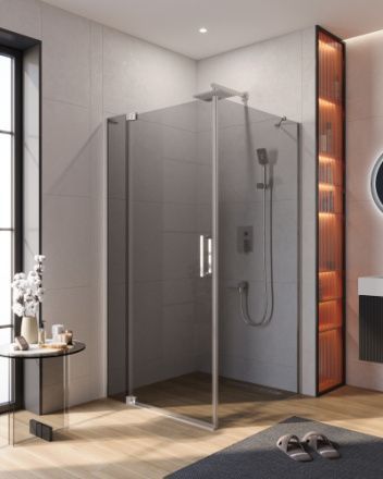 Душевой уголок Cezares SLIDER SLIDER-AH-1-100-90/100-GRIGIO-Cr 100х90 стекло тонированное профиль хром без поддона