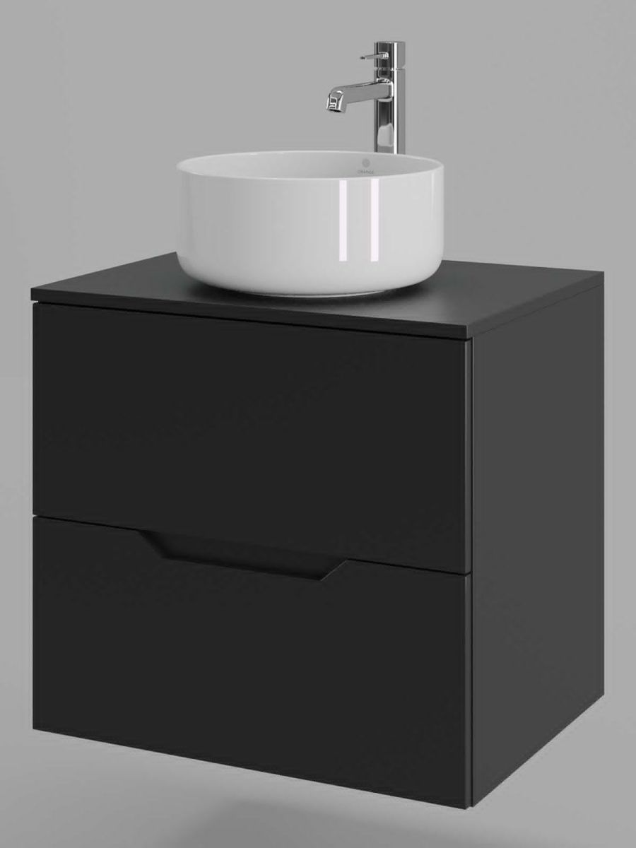 Тумба с раковиной Orange Line Li-60TubMDF+B07-345W 60х50 подвесная цвет черный - фото 2