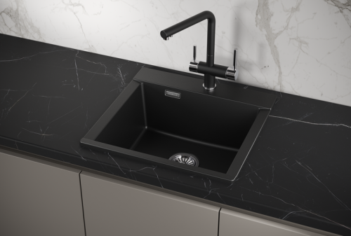 Кухонная мойка Granula 5201, ТУРМАЛИН 50х50 цвет черный поверхность матовая