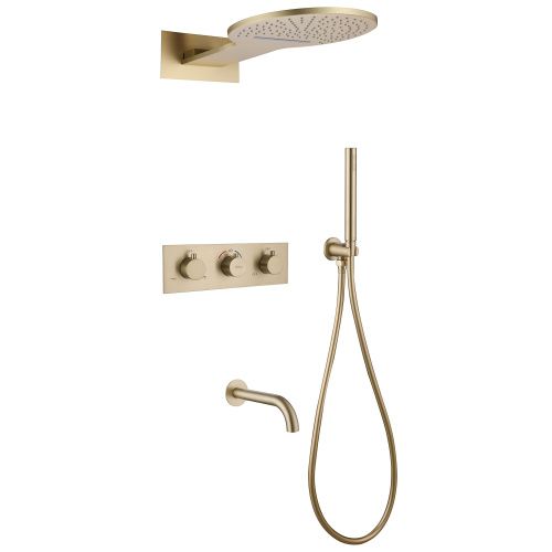 Душевая система Abber AF8150G встраиваемая в стену цвет золото с термостатом