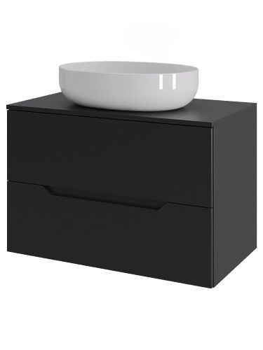 Тумба с раковиной Orange Line Li-70TubMDF+B05-520W 70х50 подвесная цвет черный