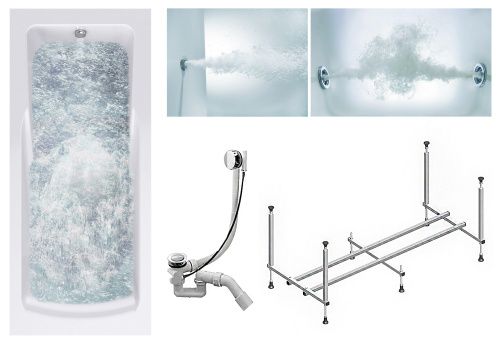 Ванна акриловая гидромассажная Timo HELLA HELLA1775-KT17-SPV1505-T-CM-T-BM 170х75 пристенная прямоугольная с каркасом