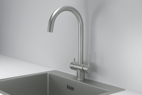 Смеситель для кухни Granula Kitchen Space 7104, СТАЛЬ МАТОВАЯ на мойку нержавеющая сталь