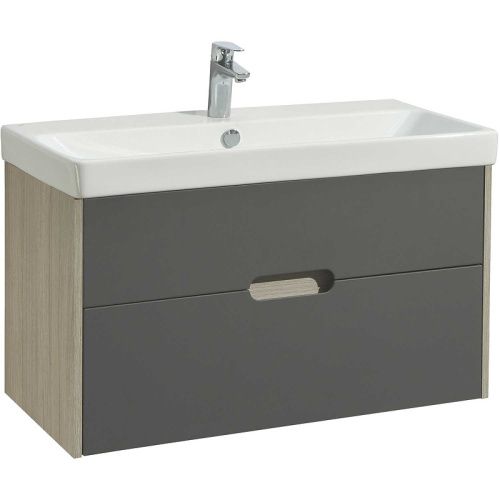 Тумба под раковину Aquaton Оливия 1A254401OLUG0 90х40 подвесная цвет серый/бежевый