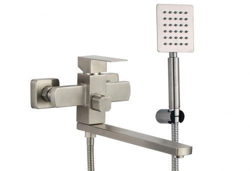 Смеситель для ванны и душа Fmark FS8124 настенный сатин