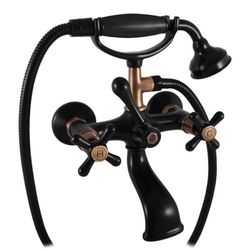 Смеситель для ванны и душа RavSlezak MORAVA RETRO MK159.5/2CMATSM настенный черный