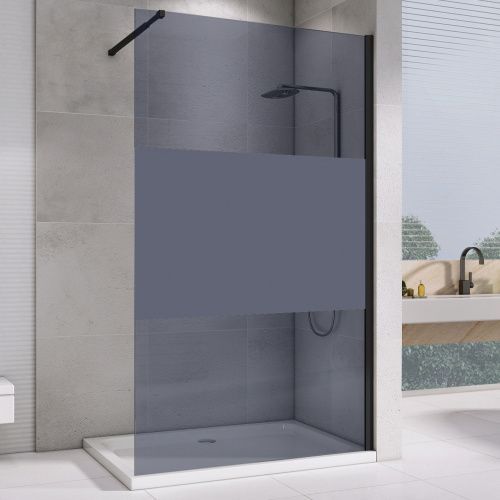 Душевая перегородка Abber Immer Offen AG69120BT 120х200 стекло с рисунком профиль черный