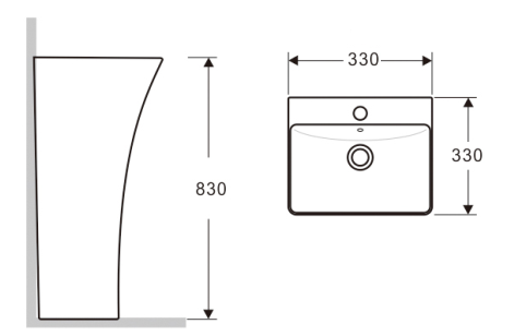 Раковина из сантехнического фаянса CeramaLux G515 30х30 напольная цвет белый 1 отверстие под смеситель - фото 4
