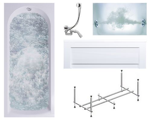 Ванна акриловая гидромассажная Timo MIKA MIKA1770-KT17-SPV1505-T-CM-FP17S 170х70 пристенная прямоугольная с каркасом